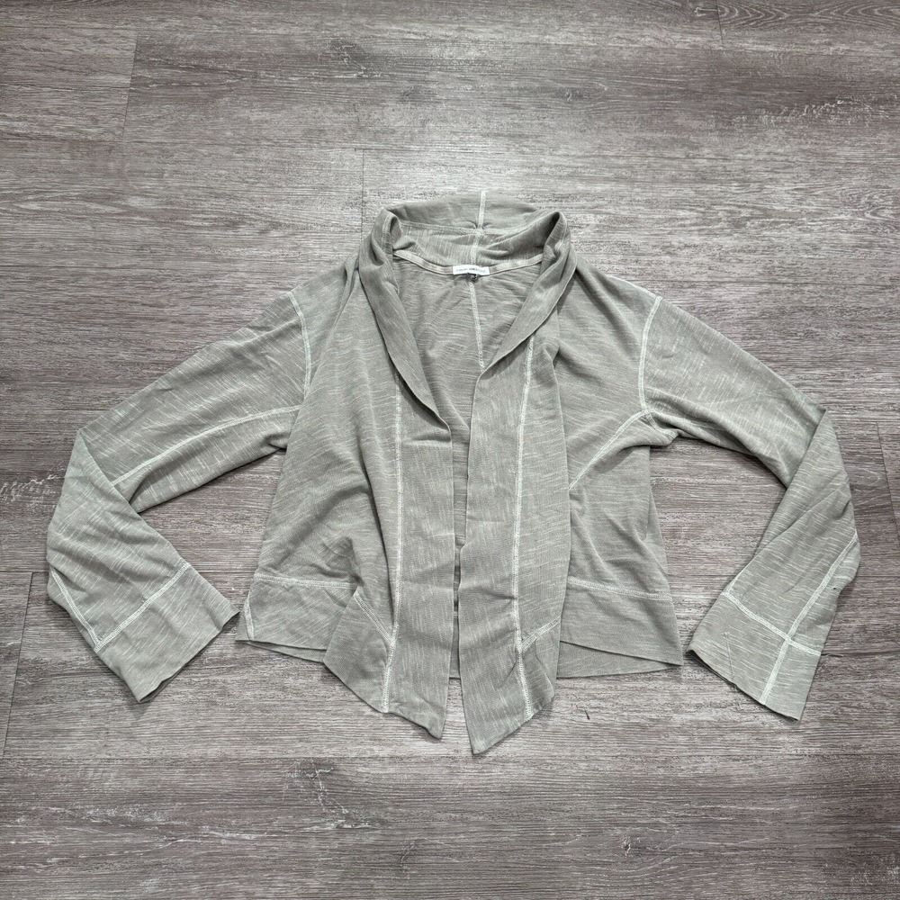 James Perse Light Gray Open Front Tie-Neck Cardigan